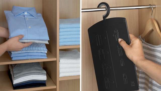 Когда все рубашки и футболки аккуратно сложены, доску можно повесить в шкаф.